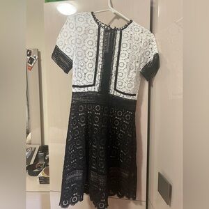 Aqua black and white lace dress size small